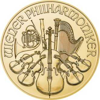 Najpredávanejšia zlatá investičná minca v Európe.
Skutočná klasika – Zlaté Investičné mince „Viedenská filharmónia“, ktoré boli vydané prvýkrát v roku 1989, a odvtedy patria k najvyhľadávanejším zlatým minciam na celom svete.
Ikonická minca „Viedenská filharmónia“ má rovnaký motív od svojho vzniku a predstavuje niekoľko nástrojov viedenského orchestra – viedenský roh, violončelo, harfu, fagot a husle. Na lícnej strane je umiestnený slávny píšťalový organ zo zlatej sály viedenského Musikvereinu, ktorý je uznávaný po celom svete ako pozadie novoročných koncertov filharmónie.
Zlatá minca sa dodáva voľne bez balenia.