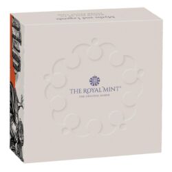 Strieborná zberateľská minca Royal Mint zo série Mýty a legendy venovaná čarodejníkovi Merlinovi, 2 Oz (62,2 g) striebra rýdzosti 999/1000, ročník 2023, proof prevedenie.