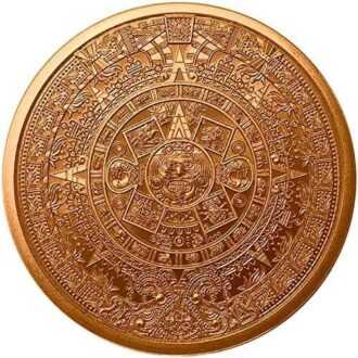 Najväčšia medená investičná minca v našej ponuke.
Povinnosť pre všetkých investorov, ktorí chcú fyzicky investovať do tohto zaujímavého kovu. 
Na lícnej strane mince je vyobrazený aztécky kalendár. V strednom prstenci pôvodného kameňa slnka, ktorý váži 24 ton, je vytesaných 20 denných znakov. Preto bola táto socha niekedy interpretovaná ako kalendárny kameň.
Na rube mince je zobrazený posledný aztécky vládca Tenochtitlánu, Cuauhtémoc, ktorého vláda bola v rokoch 1520 až 1525. Tenochtitlán bol hlavným mestom Aztéckej ríše od 14. do začiatku 16. storočia, kým ho nedobili a nezničili r. španielski dobyvatelia.
Minca je vyrazená z 5 uncí rýdzej, investičnej medi.Nemá žiadnu oficiálnu nominálnu hodnotu. Hmotnosť (5 uncí) a rýdzosť (999 meď) sú však výrazne vyrazené na zadnej strane.
V tejto súvislosti treba poznamenať, že hmotnosť sa meria v Avoirdupois unciach a nie, ako je to zvyčajne na trhu drahých kovov, v trójskych unciach. Jeden AVDP oz zodpovedá cca. 28,349 gramov.