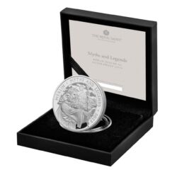 86109-myths-and-legends_2023_merilin_1oz_silver_coin_proof_1-jpg Strieborná zberateľská minca Royal Mint zo série Mýty a legendy venovaná čarodejníkovi Merlinovi, 1 Oz (31,1 g) striebra rýdzosti 999/1000, ročník 2023, proof prevedenie.