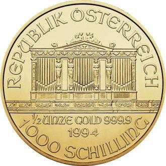 Najpredávanejšia zlatá investičná minca v Európe.
Skutočná klasika – Zlaté Investičné mince „Viedenská filharmónia“, ktoré boli vydané prvýkrát v roku 1989, a odvtedy patria k najvyhľadávanejším zlatým minciam na celom svete. 
Mince vyrazila rakúska mincovňa z 1/2 unce 99,99% čistého zlata. 
Ikonická minca „Viedenská filharmónia“ má rovnaký motív od svojho vzniku a predstavuje niekoľko nástrojov viedenského orchestra – viedenský roh, violončelo, harfu, fagot a husle. Na lícnej strane je umiestnený slávny píšťalový organ zo zlatej sály viedenského Musikvereinu, ktorý je uznávaný po celom svete ako pozadie novoročných koncertov filharmónie. 
Zlatá minca sa dodáva voľne bez balenia.