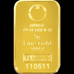 Investičná zlatá tehlička Münze Österreich KineBar, 5 g, rýdzosť 999,9/1000, s hologramom Kinegram (motív lipicana).