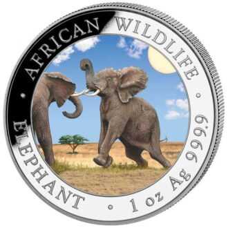 Nová minca „Somalia Elephant“ 2024 populárnej série „African Wildlife Series“ bola vyrazená z jednej unce rýdzeho striebra 99,9 %. Séria African Wildlife sa vyznačuje každoročne sa meniacim motívom a je veľmi obľúbená u investorov po celom svete. 
Na minci „African Wildlife - Elephant „sú tento rok vyobrazený dvaja sloní samci, ktorí medzi sebou bojujú. V pozadí sa črtá africká stepná krajina. Pri okraji mince sú nápisy „AFRICAN WILDLIFE“ a „ELEPHANT“, „1 oz“ a rýdzosť „Au 999,9“. 
Na rube je zobrazený somálsky štátny znak, ktorý zobrazuje štít s hviezdou podopretou dvoma leopardmi. Pod týmto symbolom sú dva tradičné oštepy a dva palmové listy a nápisy „SOMALSKÁ REPUBLIKA 2024, 1000 šilingov“. 
Minca African Wildlife Elephant sa dodáva v ochrannej kapsuly.