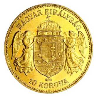 10 Korún Gold 1892 - 1918 František Jozef I. - Uhorsko
Koruna, ktorá sa datuje od menovej reformy v roku 1892, sa stala prvou zlatou menou v histórii Rakúska, keď sa namiesto guldenu vydali 10 a 20 korunové mince. Vznešená a oveľa väčšia 100 korunová minca bola vydaná pri diamantovom jubileu cisára Františka Jozefa v roku 1908.