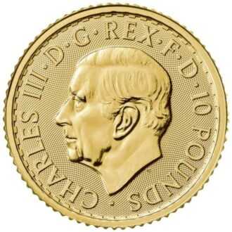 Minca Britannia 1/10oz, ročník 2024 je vyrazená Britskou kráľovskou mincovňou z 1/10 unce 99,99% rýdzeho zlata. Ženská postava v brnení je symbolom vlastenectva krajiny. Motív je obklopený nápismi "Britannia 2024" a "1/10 OZ 9999 FINE GOLD". Zlatú mincu Britannia vydáva Britská kráľovská mincovňa od roku 1987. 
Zlatá minca sa dodáva voľne.
Minca obsahuje inovatívnu bezpečnostnú technológiu, ktorá z nej robí vizuálne najbezpečnejšiu zlatú mincu na svete. Vyobrazenie Britannie od Philipa Nathana, vyrazené z rýdzeho zlata 999,9 a vylepšené štyrmi bezpečnostnými prvkami, je na tejto zlatej minci také krásne ako kedykoľvek predtým. 
V ľavej dolnej časti návrhu, pod splývavými šatami Britannie, predstavuje trojzubec jej námornú históriu a silu. Keď pozorovateľ zmení perspektívu, tento trojzubec sa stane visiacim zámkom, ktorý zdôrazňuje bezpečnú povahu mince. Povrchová animácia odráža pohyb vĺn a jemné detaily, ako napríklad vlajka Únie na štíte Britannie, boli starostlivo zvýraznené v tejto zlatej povrchovej úprave mince. Tieto pridané bezpečnostné prvky zdobia a chránia mincu, rovnako ako mikrotext, ktorý lemuje dizajn, uvádza – „Decus et Tutamen“, čo v preklade znamená „Ozdoba a ochrana“.