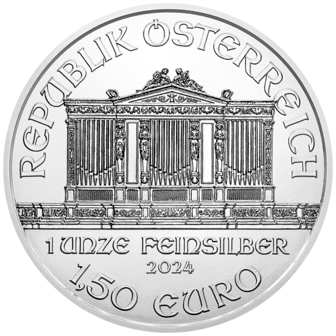 Popredná a ikonická európska minca „Viedenská filharmónia“ má rovnaký dizajn od svojho vzniku v roku 1989 v zlatej verzii. Strieborná verzia mince vyšla prvýkrát v roku 2008.
Motív zobrazuje nástroje legendárneho viedenského orchestra - Viedenský roh, violončelo, harfu, fagot a husle.
Mince „Viedenská filhrmónia“ sú vyrazené z tak ako vždy z 1 Oz rýdzeho striebra, 999. Strieborná minca Viedenskej filharmónie sa dodáva voľne bez balenia.
Info: Ak si objednáte 20 mincí, mince sa dodajú v pôvodnej tube od rakúskej mincovne.