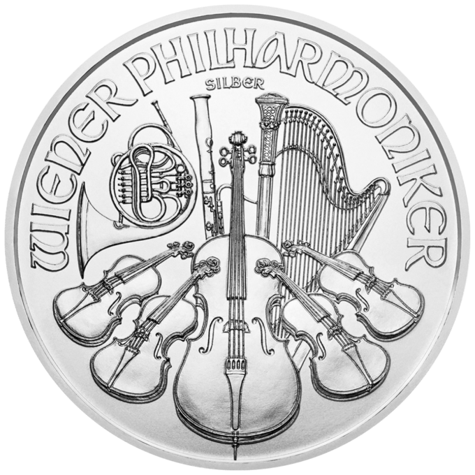 Popredná a ikonická európska minca „Viedenská filharmónia“ má rovnaký dizajn od svojho vzniku v roku 1989 v zlatej verzii. Strieborná verzia mince vyšla prvýkrát v roku 2008.
Motív zobrazuje nástroje legendárneho viedenského orchestra - Viedenský roh, violončelo, harfu, fagot a husle.
Mince „Viedenská filhrmónia“ sú vyrazené z tak ako vždy z 1 Oz rýdzeho striebra, 999. Strieborná minca Viedenskej filharmónie sa dodáva voľne bez balenia.
Info: Ak si objednáte 20 mincí, mince sa dodajú v pôvodnej tube od rakúskej mincovne.