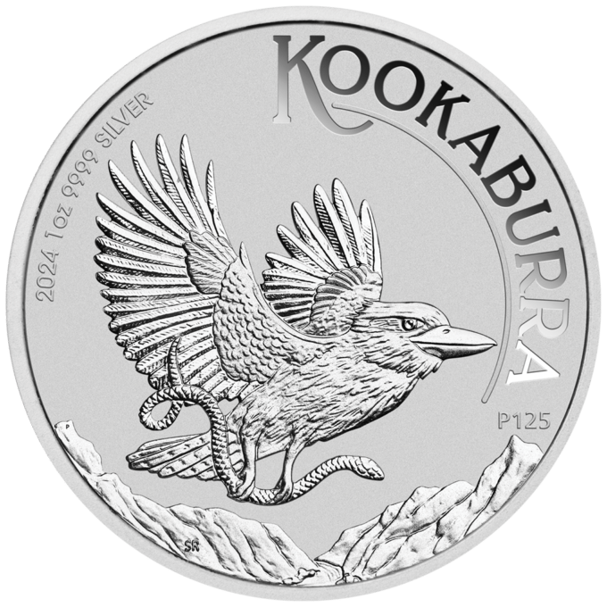 Austrálska minca Kookaburra je jednou z populárnejších strieborných mincí na svete. Od roku 1990 mincovňa v Perthe razí mincu Kookaburra v rôznych hmotnostných jednotkách a s každoročne sa meniacim dizajnom. V roku 2024 je motívom detailné vyobrazenie kukaburry letiacej nad roklinou. V pazúroch drží uloveného hada. Dizajn dopĺňa nápis „KOOKABURRA“, značka mincovne „P125“ k 125. výročiu mincovne v Perthe a rok vydania, hmotnosť a rýdzosť mince. Po prvýkrát je na rube zobrazený portrét kráľa Karola III. Od Dana Thorna, ako aj denominácia.
Kookaburra je najväčší člen rodiny rybárikov a národný vták Austrálie. Mincu razila Perth Mint z jednej unce striebra rýdzosti 99,99 %.
Náklad je obmedzený na 500 000 kusov po celom svete.