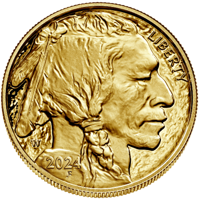Americká zlatá minca „Buffalo“ 2024 bola vyrazená z jednej unce 99,99 rýdzeho zlata. Na zlatej minci od americkej mincovne je americký bizón prevzatý z pôvodného rubu klasického „nikláku“ Buffalo. V dizajne sú tiež nápisy „SPOJENÉ ŠTÁTY AMERICKÉ“, „1OZ 0,9999 FINE GOLD“ a „50 $“.
Na zadnej strane je z profilu americký indián. Tento portrét, bol prvýkrát uvedený taktiež na „nikláku“ Buffalo z roku 1913, navrhol James Earle Fraser.
Zlatá americká minca „Buffalo“, ktorá bola prvýkrát vydaná v roku 2006, sa rýchlo stala populárnou investičnou ako aj zberateľskou mincou.
Zlatá minca sa dodáva voľne bez obalu.