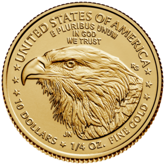 Minca American Eagle 2023 je razená americkou mincovňou z 1/4 unce zlata v UNC kvalite. 
Na motíve je Lady Liberty kráčajúca sebavedomo proti slnečným lúčom. V pravej ruke drží pochodeň a v ľavej olivovú ratolesť, ktorá symbolizuje mier. Na rube je vyobrazený americký orol bielohlavý. 
Nový dizajn vytvorila Jennie Norris a zobrazuje pôsobivý detailný portrét orla, ktorý je obklopený nápismi "SPOJENÉ ŠTÁTY AMERICKÉ" a "1/4 OZ. FINE GOLD - 10 DOLLARS". 
Populárna minca American Gold Eagle s novým dizajnom je dodávaná voľne – bez obalu.