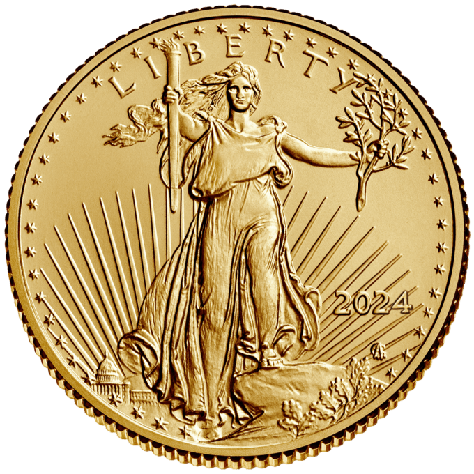 Minca American Eagle 2023 je razená americkou mincovňou z 1/4 unce zlata v UNC kvalite.
Na motíve je Lady Liberty kráčajúca sebavedomo proti slnečným lúčom. V pravej ruke drží pochodeň a v ľavej olivovú ratolesť, ktorá symbolizuje mier. Na rube je vyobrazený americký orol bielohlavý.
Nový dizajn vytvorila Jennie Norris a zobrazuje pôsobivý detailný portrét orla, ktorý je obklopený nápismi "SPOJENÉ ŠTÁTY AMERICKÉ" a "1/4 OZ. FINE GOLD - 10 DOLLARS".
Populárna minca American Gold Eagle s novým dizajnom je dodávaná voľne – bez obalu.