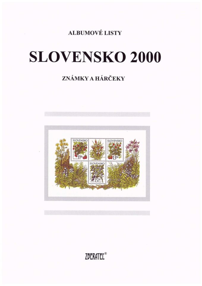 Slovenská republika 2000. Kompletná generálna zbierka známok, rok 2000 + albumové listy - základný variant.