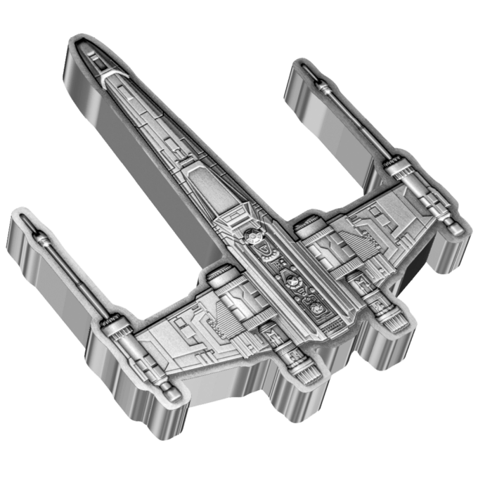 Oficiálne licencovaná strieborná minca replikuje T-65 X-wing Starfighter™, jednu z najznámejších vesmírnych lodí z vesmíru STAR WARS™.
Minca vyrazená novozélandskou mincovňou z troch uncí 99,9 % rýdzeho striebra v antickej povrchovej úprave má tvar ikonickej X-wing Starfighter™. Na zadnej strane je verejná pečať Niue, ako aj rok vydania „2024“ a označenie „TEN DOLLARS“.
T-65 X-wing Starfighter™ je známy svojou všestrannosťou a úlohou v povstaní proti Galaktickej ríši. So svojimi charakteristickými zakrivenými krídlami a silnými zbraňami je X-Wing symbolom odporu a nádeje. Piloti ako Luke Skywalker™ používali tieto rýchle a ľahko manévrovateľné lode, aby smelo vyrazili do boja a bojovali za slobodu galaxie.
Limitovaná strieborná minca v tvare slávnej lode T-65 X-wing Starfighter™ sa dodáva v tematicky zodpovedajúcom origináli. box novozélandskej mincovne vrátane očíslovaného certifikátu pravosti.