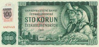 ·         100 Sk/Kčs, 1961 kolkovaná, Séria "C50"
·         Stav: UNC
·         SR3.
 
 
 