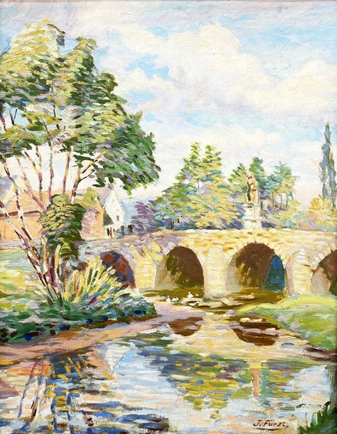 454093-jindrich-furst_kamenny-most-v-pisku_2-jpg Originál grafika: Jindřich Fürst (1873-1943), "Kamenný most v Písku", 45,5x35,5 cm.