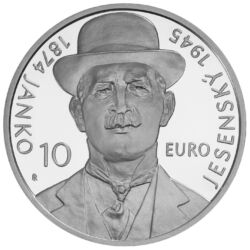 585476-strieborna_zberatelska_minca_10eur_slovensko_2024_janko-jesensky_1-jpg Minca. 150. výročie narodenia Janka Jesenského.