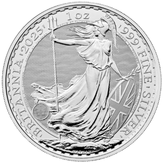 Minca Britannia 1 oz, ročník 2025 je vyrazená Britskou kráľovskou mincovňou z 1 unce 999,9% rýdzeho striebra. Ženská postava v brnení je symbolom vlastenectva krajiny. Motív je obklopený nápismi "Britannia 2025" a "1 OZ 9999 FINE SILVER". 
Britská kráľovská mincovňa vydáva túto mincu v striebornej verzii od roku 1997 vďaka čomu ide o prvú striebornú mincu z Európy.