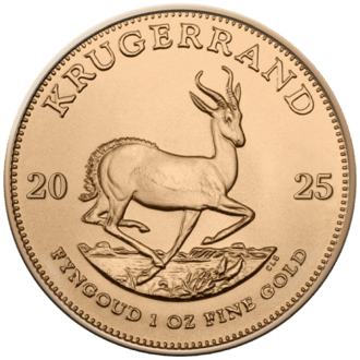 Krugerrand sa považuje nielen za absolútnu klasiku medzi zlatými mincami, ale aj za nadčasový symbol charakteristického dedičstva Južnej Afriky.
Ikonická zlatá minca z Južnej Afriky bola prvýkrát vydaná v roku 1967 a v roku 2017 oslávila svoje 50. výročie. Vydanie 2025 vyrazila juhoafrická mincovňa z jednej unce zlata (31,103 gramov) v UNC kvalite a má priemer 32,60 mm.
Rubová strana tradične zobrazuje profil prvého prezidenta Juhoafrickej republiky z rokov 1882-1902 Paula Krugera. Na druhej strane mince je vyobrazená antilopa, zviera, ktoré vytvára veľké stáda na suchých nížinách v južnej Afrike. Je to jedinečný motív každej mince Krugerrand.
Zlaté mince sa dodávajú voľne bez obalu.