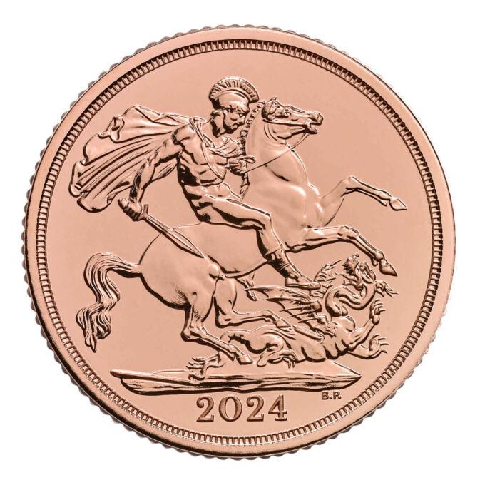 Britský "Panovník" v blistrovom balení.
The Royal Mint vyrazila novú sériu svojich prestížnych zlatých mincí Sovereign, ročník 2024.
The Sovereign, známy ako „hlavná minca sveta“, je vyrazený z 22 karátového zlata, ktorého presnosť je ručená na päť desatinných miest, čo z nej robí najprísnejšie špecifikovanú mincu na svete. Každá minca prešla prísnym procesom, aby sa zaistilo, že spĺňajú prísne normy The Royal Mint, aby investori mohli zbierať kvalitu s istotou.
Líc mince zdobí korunovaný portrét Jeho Veličenstva kráľa Karola III. Zadná strana predstavuje návrat ku klasickému dizajnu Benedetta Pistrucciho – svätého Juraja a draka, ktorý je synonymom pre mincu s názvom "sovereign - panovník".
 
Kľúčové body:
-          Vyrazené z 22 karátového zlata
-