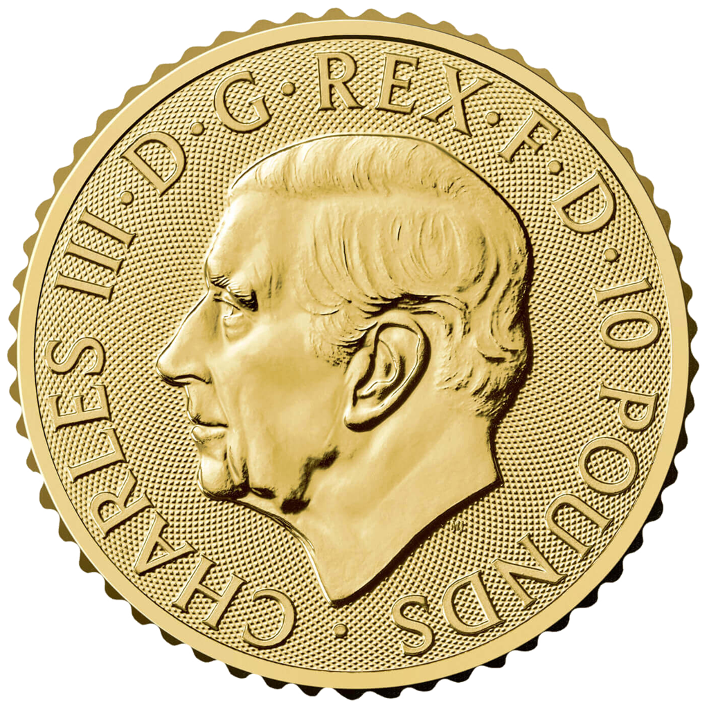 Minca Britannia 1/10oz, ročník 2025 je vyrazená Britskou kráľovskou mincovňou z 1/10 unce 99,99% rýdzeho zlata. Ženská postava v brnení je symbolom vlastenectva krajiny. Motív je obklopený nápismi "Britannia 2025" a "1/10 OZ 9999 FINE GOLD". Zlatú mincu Britannia vydáva Britská kráľovská mincovňa od roku 1987.
Minca obsahuje inovatívnu bezpečnostnú technológiu, ktorá z nej robí vizuálne najbezpečnejšiu zlatú mincu na svete. Vyobrazenie Britannie od Philipa Nathana, vyrazené z rýdzeho zlata 999,9 a vylepšené štyrmi bezpečnostnými prvkami, je na tejto zlatej minci také krásne ako kedykoľvek predtým.
V ľavej dolnej časti návrhu, pod splývavými šatami Britannie, predstavuje trojzubec jej námornú históriu a silu. Keď pozorovateľ zmení perspektívu, tento trojzubec sa stane visiacim zámkom, ktorý zdôrazňuje bezpečnú povahu mince. Povrchová animácia odráža pohyb vĺn a jemné detaily, ako napríklad vlajka Únie na štíte Britannie, boli starostlivo zvýraznené v tejto zlatej povrchovej úprave mince. Tieto pridané bezpečnostné prvky zdobia a chránia mincu, rovnako ako mikrotext, ktorý lemuje dizajn, uvádza – „Decus et Tutamen“, čo v preklade znamená „Ozdoba a ochrana“.
Zlatá minca sa dodáva voľne.