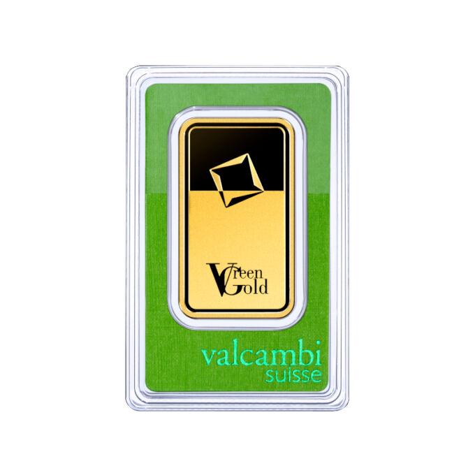 Valcambi Green Gold je produkt z prémiovej kvality zlata, ktorého pôvod je plne zdokumentovaný a nezávisle overený. Valcambi Green Gold pochádza z baní, ktoré dodržiavajú najvyššie štandardy starostlivosti o životné prostredie, zdravie, bezpečnosť ako aj ľudské práva svojej pracovnej sily.
Manipulácia a spracovanie zeleného zlata spoločnosťou Valcambi je v závode úplne oddelená od ostatnej produkcie už od príchodu, rafináciu, cez proces kontinuálneho odlievania s použitím vyhradených téglikov až po výrobu liatych a razených výrobkov.
Kedykoľvek uvidíte túto značku na produkte spoločnosti, budete vedieť, že bol vyrobený spoločnosťou Valcambi, ktorá dodržiava najprísnejšie zásady ochrany životného prostredia a ľudských práv.
Valcambi garantuje tie najvyššie štandardy pre "Valcambi Green Gold".
