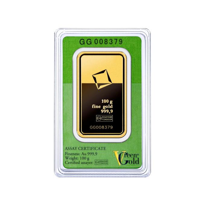 Valcambi Green Gold je produkt z prémiovej kvality zlata, ktorého pôvod je plne zdokumentovaný a nezávisle overený. Valcambi Green Gold pochádza z baní, ktoré dodržiavajú najvyššie štandardy starostlivosti o životné prostredie, zdravie, bezpečnosť ako aj ľudské práva svojej pracovnej sily.
Manipulácia a spracovanie zeleného zlata spoločnosťou Valcambi je v závode úplne oddelená od ostatnej produkcie už od príchodu, rafináciu, cez proces kontinuálneho odlievania s použitím vyhradených téglikov až po výrobu liatych a razených výrobkov.
Kedykoľvek uvidíte túto značku na produkte spoločnosti, budete vedieť, že bol vyrobený spoločnosťou Valcambi, ktorá dodržiava najprísnejšie zásady ochrany životného prostredia a ľudských práv.
Valcambi garantuje tie najvyššie štandardy pre "Valcambi Green Gold".