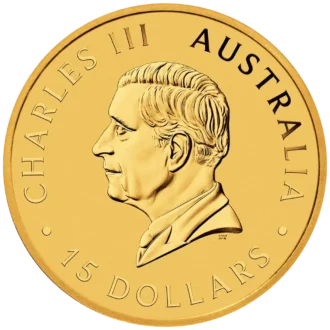 Zlatá investičná minca Kangaroo (Klokan), 1/10 Oz (3,11 g) zlata rýdzosti 999,9/1000, nominálna hodnota 15 AUD, ročník 2026.
