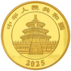 134762-panda_2025_gold_coin_100g_2-webp Zlatá investičná minca Panda 100 g, rýdzosť zlata 999,9/1000, ročník 2025. Motív pandy sa každý rok mení.