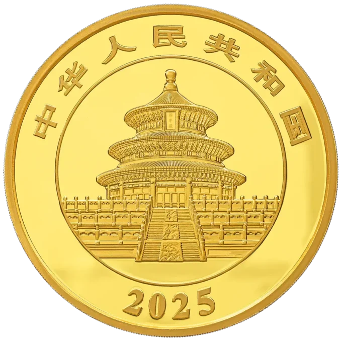 134762-panda_2025_gold_coin_100g_2-webp Zlatá investičná minca Panda 100 g, rýdzosť zlata 999,9/1000, ročník 2025. Motív pandy sa každý rok mení.