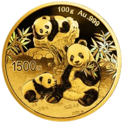 229008-panda_2025_gold_coin_100g_1-webp Zlatá investičná minca Panda 100 g, rýdzosť zlata 999,9/1000, ročník 2025. Motív pandy sa každý rok mení.