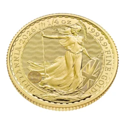 506504-britannia_2026_1-4_oz_gold_coin_3-webp Minca Britannia 1/4 oz, ročník 2026 je vyrazená Britskou kráľovskou mincovňou z 1/4 unce 99,99% rýdzeho zlata.