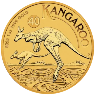 Zlatá minca. Kengura - najslávnejší vačkovec Austrálie.