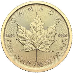 290850-maple_leaf_gold_coin_2026_1-2oz_1-webp Zlatá investičná minca Maple Leaf, 1/2 Oz (15,55 g), rýdzosť 999,9/1000, nominálna hodnota 20 CAD, ročník 2026, Kanadská kráľovská mincovňa.