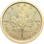 Zlatá investičná minca Maple Leaf, 1/2 Oz (15,55 g), rýdzosť 999,9/1000, nominálna hodnota 20 CAD, ročník 2026, Kanadská kráľovská mincovňa.