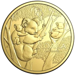 Prémiová zlatá minca Koala je vyrazená Kráľovskou austrálskou mincovňou z 99,99 % rýdzeho zlata.
