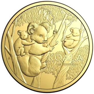 Prémiová zlatá minca Koala je vyrazená Kráľovskou austrálskou mincovňou z 99,99 % rýdzeho zlata.