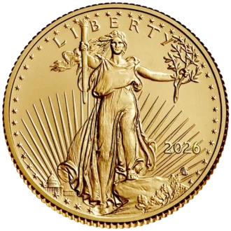 Minca American Eagle 2026 je razená americkou mincovňou z 1/4 unce zlata v UNC kvalite.