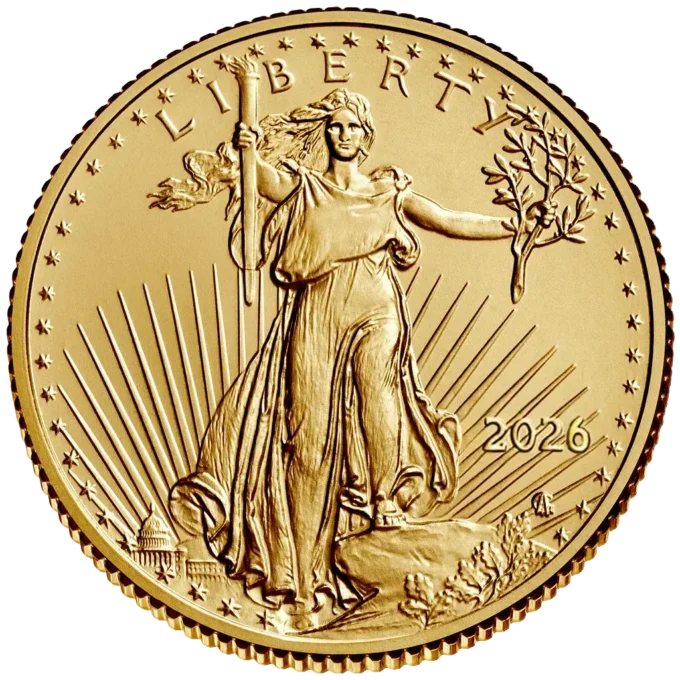 231046-american_eagle_2026_gold_coin_1-4oz_1-webp Minca American Eagle 2026 je razená americkou mincovňou z 1/4 unce zlata v UNC kvalite.