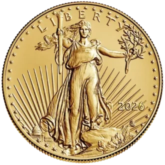 Minca American Eagle 2026 je razená americkou mincovňou z 1/2 unce zlata.