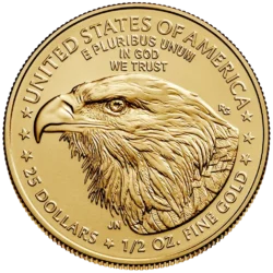 Minca American Eagle 2026 je razená americkou mincovňou z 1/2 unce zlata.