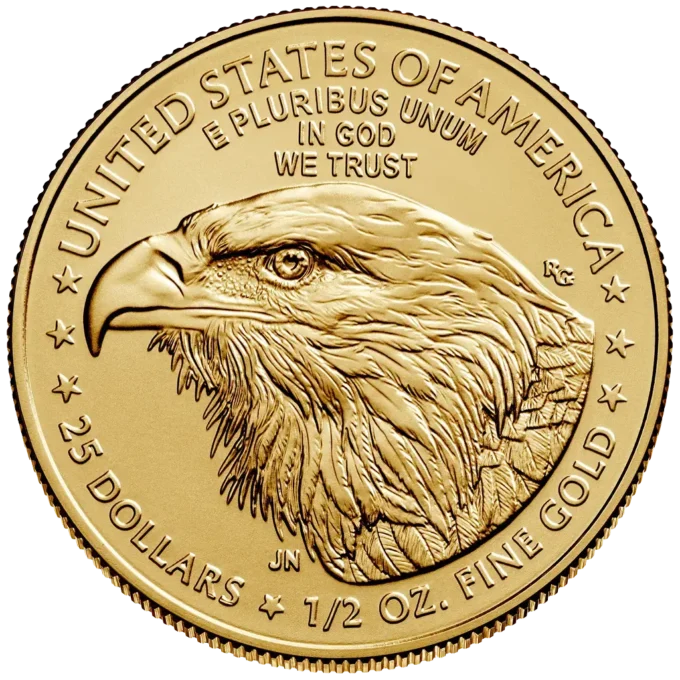 Minca American Eagle 2026 je razená americkou mincovňou z 1/2 unce zlata.