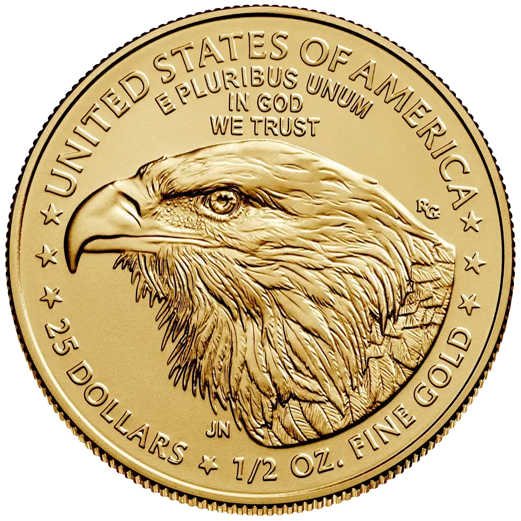 Minca American Eagle 2026 je razená americkou mincovňou z&nbsp;1/2 unce zlata.
Na motíve je Lady Liberty kráčajúca sebavedomo proti slnečným lúčom. V pravej ruke drží pochodeň a v ľavej olivovú ratolesť, ktorá symbolizuje mier.
Na rube je vyobrazený americký orol bielohlavý. Nový dizajn vytvorila Jennie Norris a zobrazuje pôsobivý detailný portrét orla, ktorý je obklopený nápismi "SPOJENÉ ŠTÁTY AMERICKÉ" a "1/2 OZ. FINE GOLD -&nbsp;25 DOLLARS".
Zlatá minca sa dodáva voľne bez obalu.