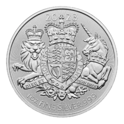 411222-royal_mint_the_royal_arms_2023_1oz_silver_coin_1-webp Kráľovská mincovňa hrdo oslavuje jeden z najznámejších a najmajestátnejších symbolov Spojeného kráľovstva, „The Royal Arms“.