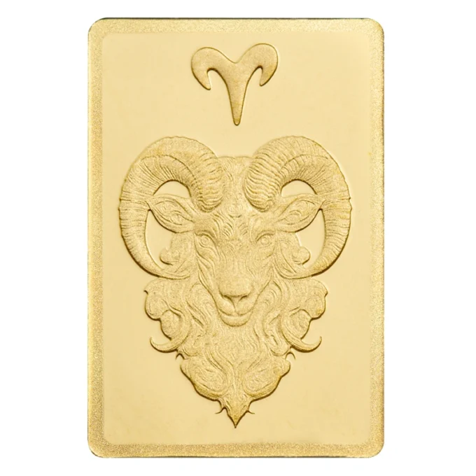 135702-pamp_zodiac_aries_gold_bar_0-5g_3-webp Zlatá investičná tehla. Baran (21. marec - 19. apríl) je prvým znamením zverokruhu a symbolizuje nový začiatok, odvahu a odhodlanie.