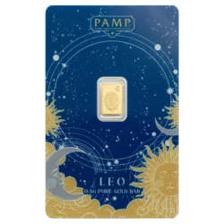 198308-pamp_zodiac_leo_gold_bar_0-5g_1-webp Zlatá investičná tehla. Lev (23. júl - 22. august) je piatym znamením zverokruhu a symbolizuje odvahu, sebadôveru a prirodzené vodcovstvo.