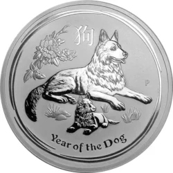 Strieborná minca Lunár II. – Rok Pes (2018) od Perth Mint, súčasť druhej série obľúbeného cyklu venovaného čínskemu zverokruhu (2008 – 2019).