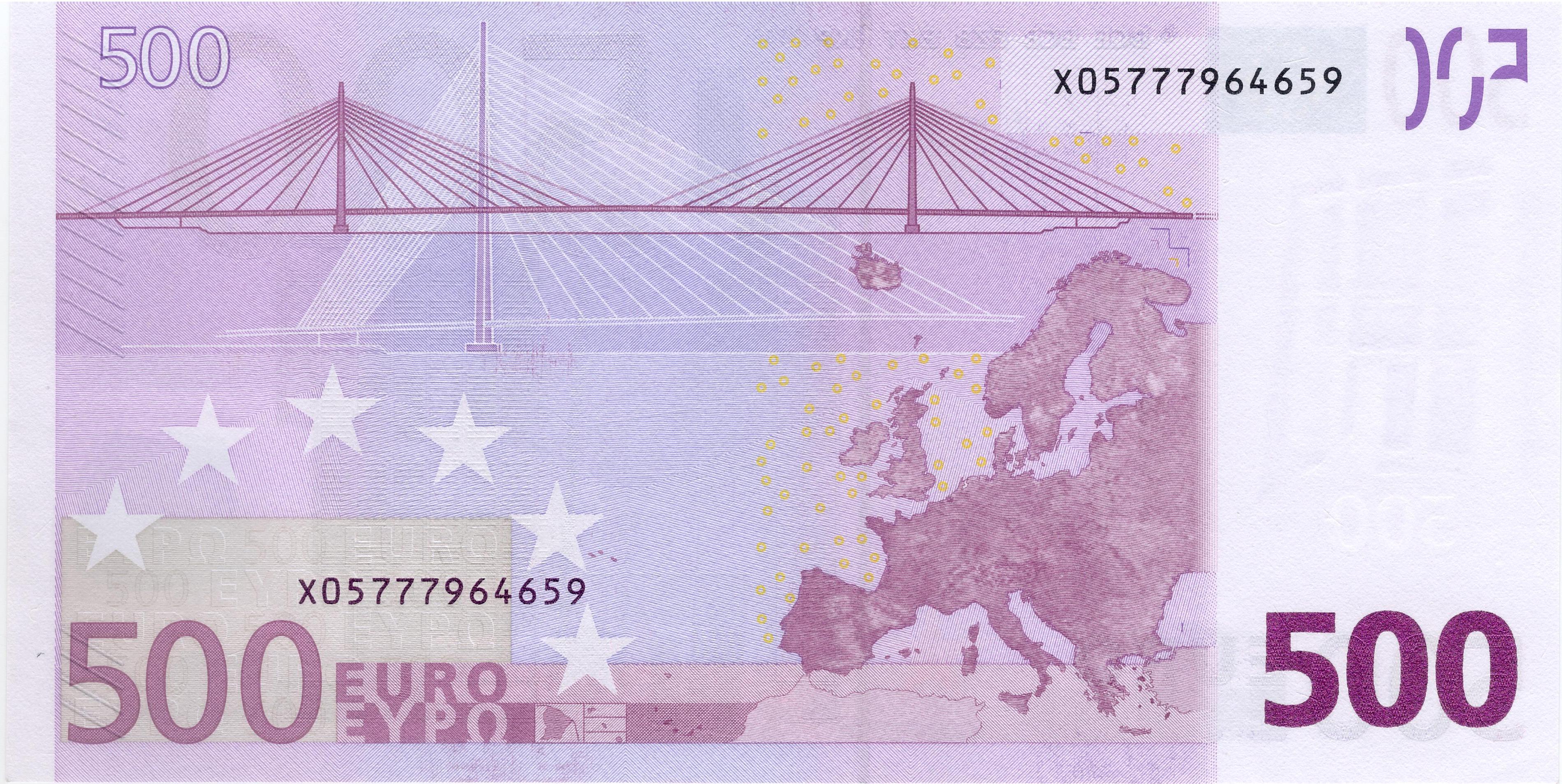 500 EURO, 2002, Séria "X", Nemecko Tlačová doska: R012F2 Podpis: Jean-Claude Trichet Stav: UNC