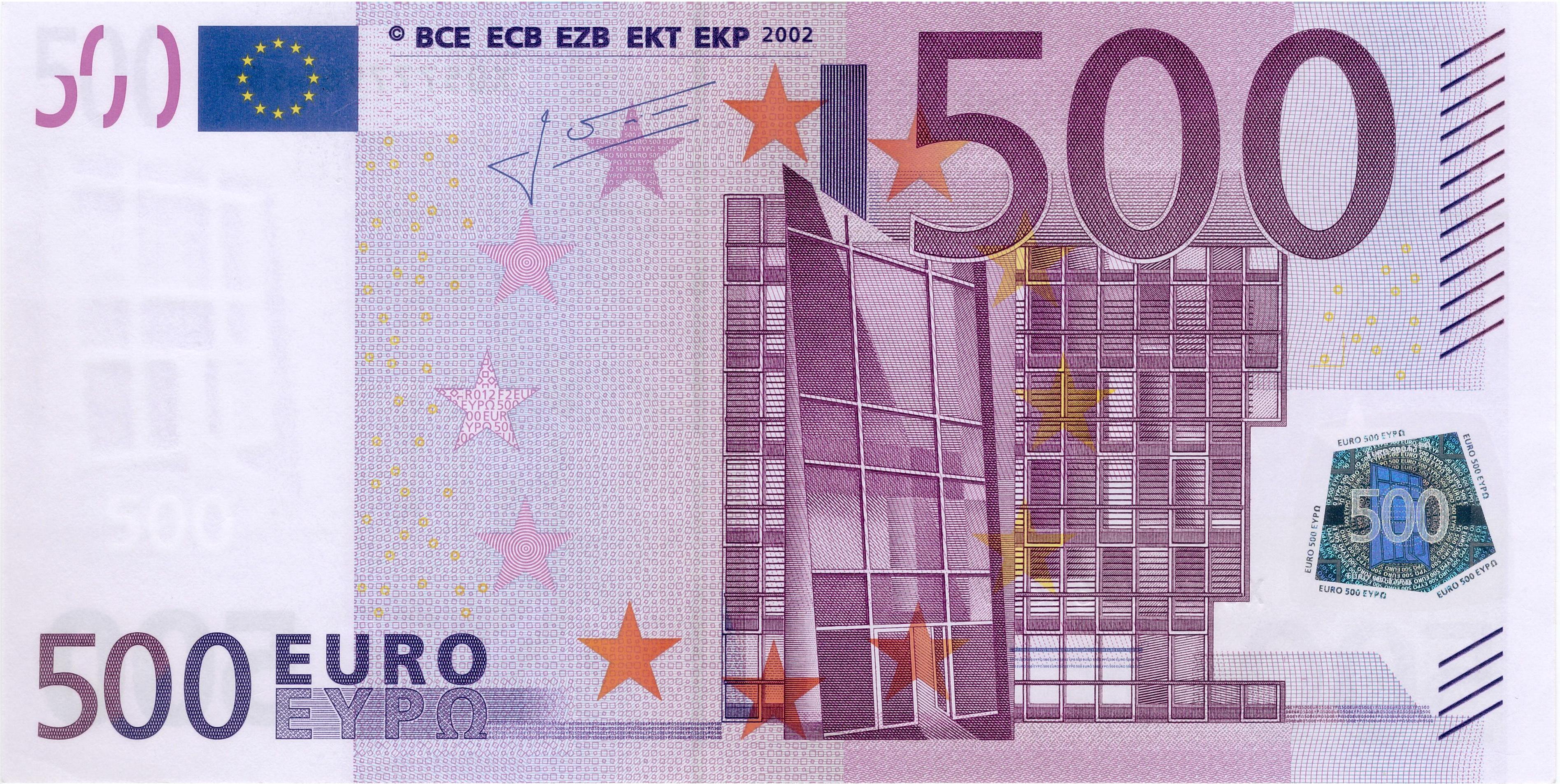 500 EURO, 2002, Séria "X", Nemecko Tlačová doska: R012F2 Podpis: Jean-Claude Trichet Stav: UNC