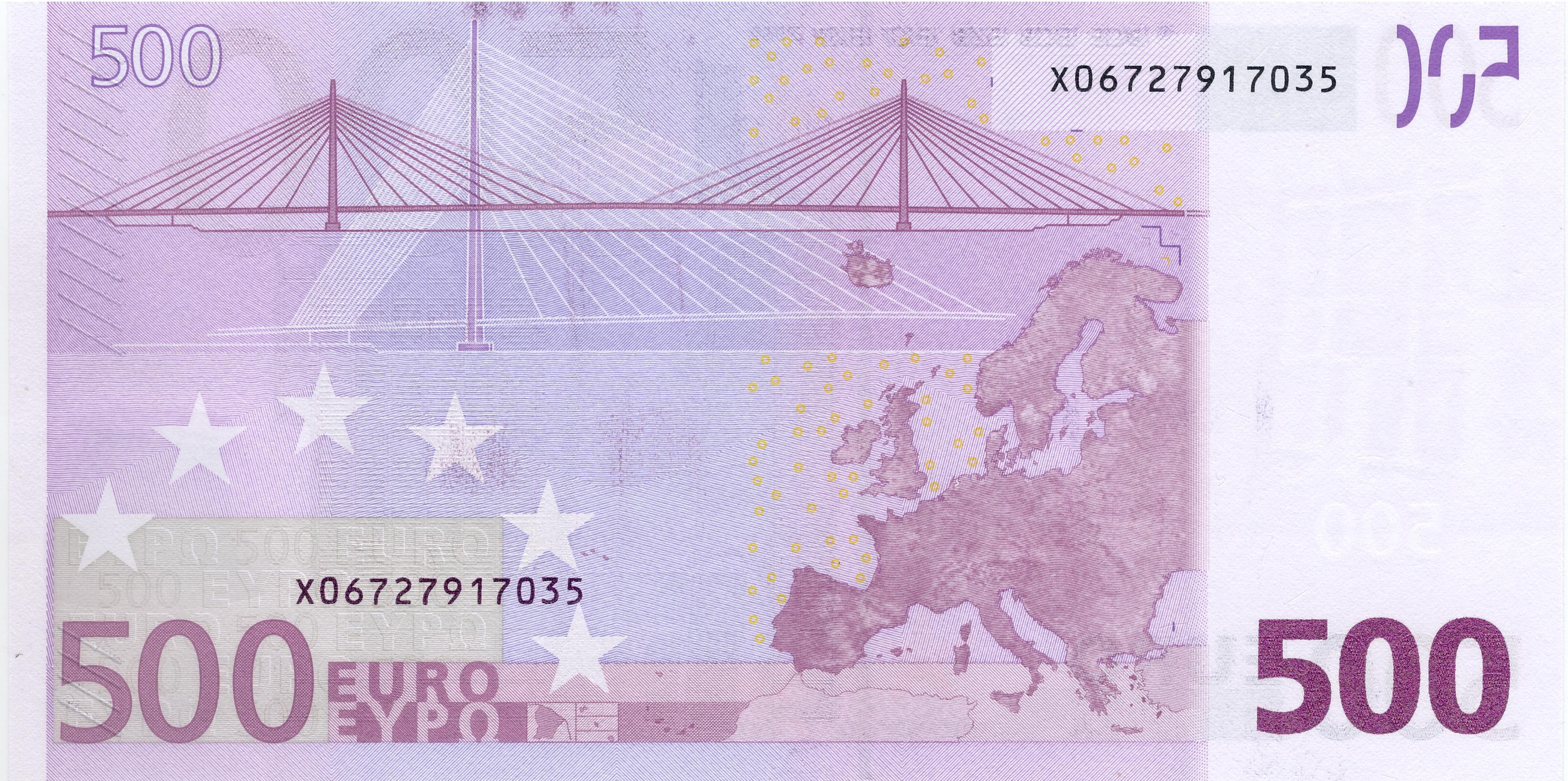 500 EURO, 2002, Séria "X", Nemecko Tlačová doska: R013B1 Podpis: Jean-Claude Trichet Stav: UNC