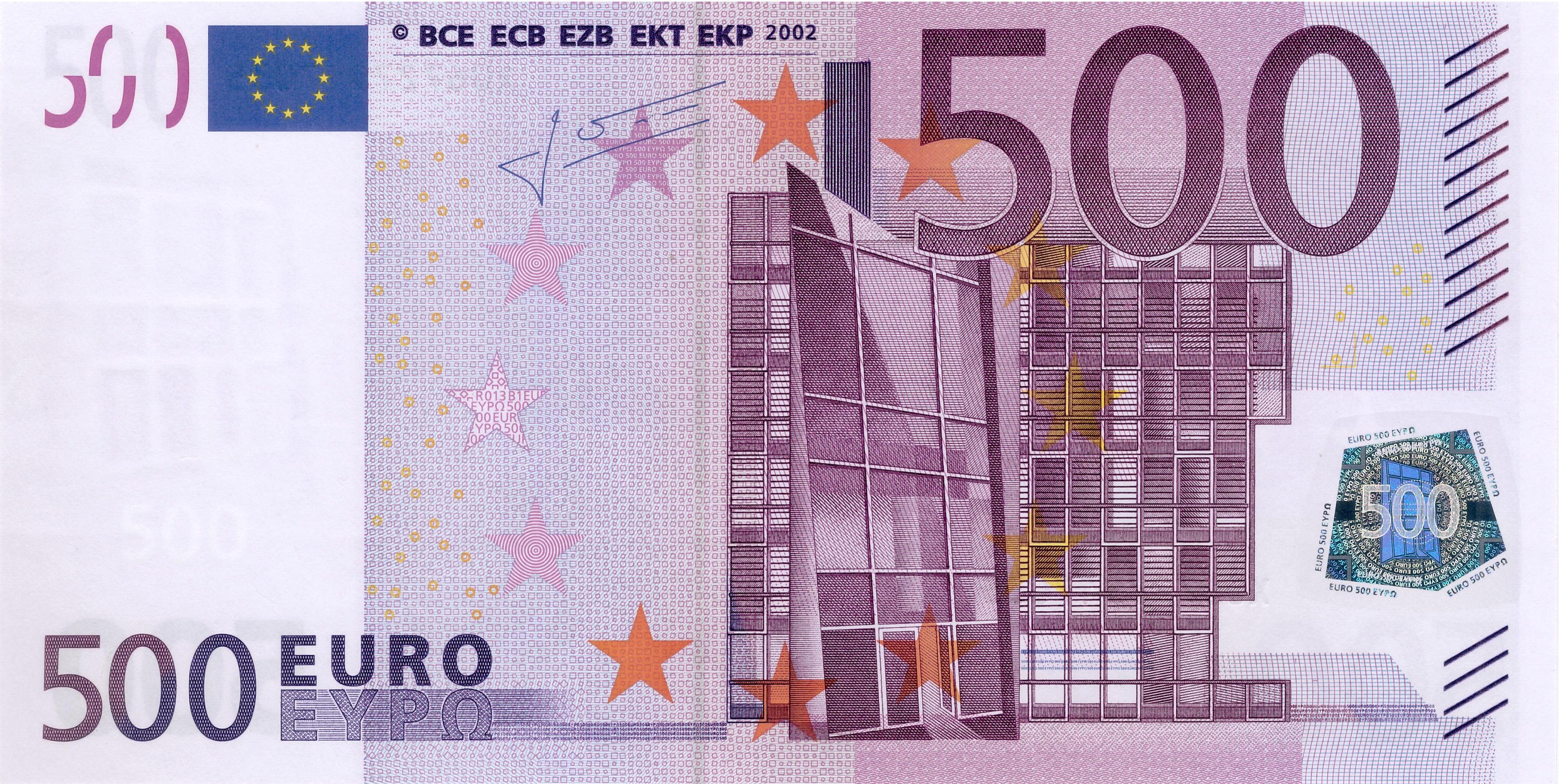 500 EURO, 2002, Séria "X", Nemecko Tlačová doska: R013B1 Podpis: Jean-Claude Trichet Stav: UNC